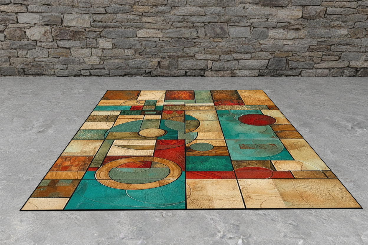 Magnifique tapis style géométrique, pour une ambiance artistique