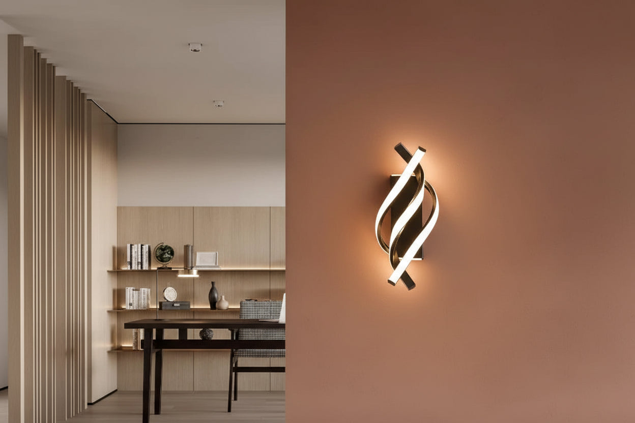 Lampe spirale élégante, bi matière trois températures