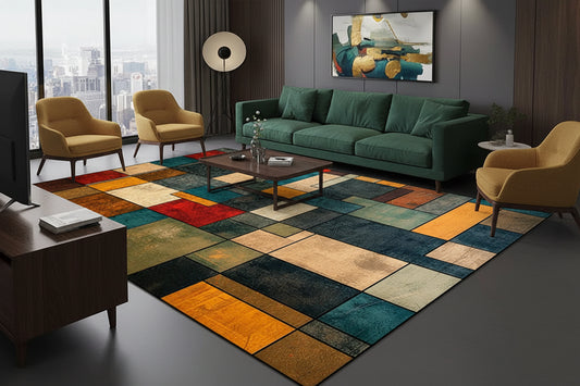 Magnifique tapis style géométrique,  pour une ambiance artistique