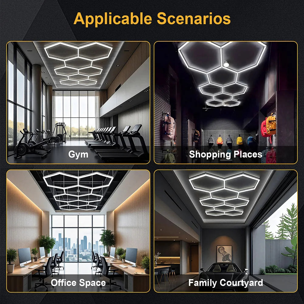 Lampe de garage hexagonale