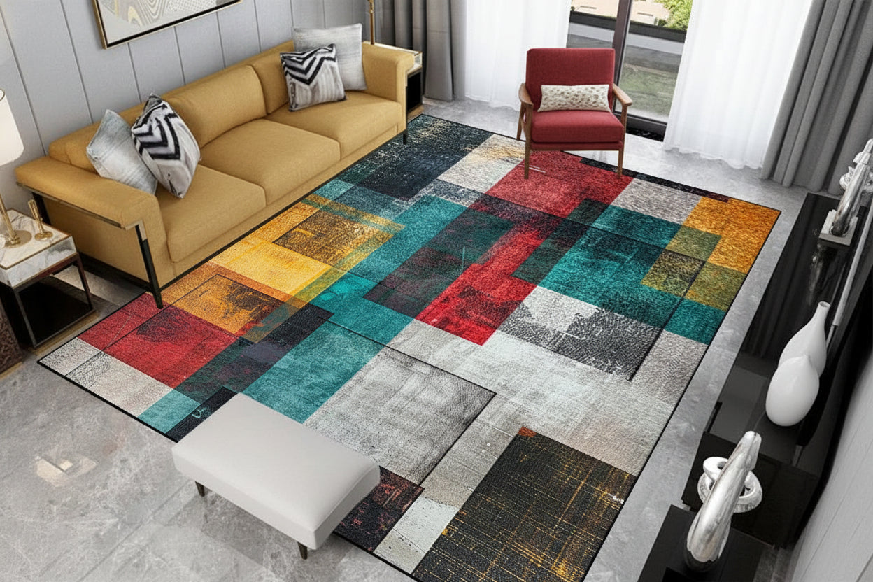 Magnifique tapis style géométrique,  pour une ambiance artistique