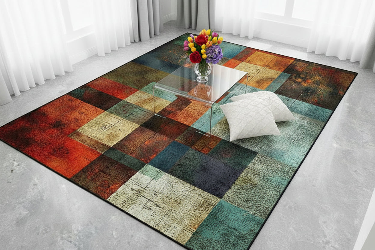 Magnifique tapis style géométrique,  pour une ambiance artistique