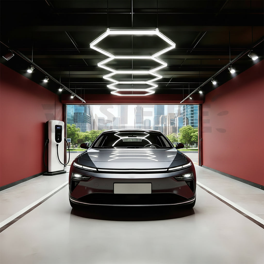 Lampe de garage hexagonale