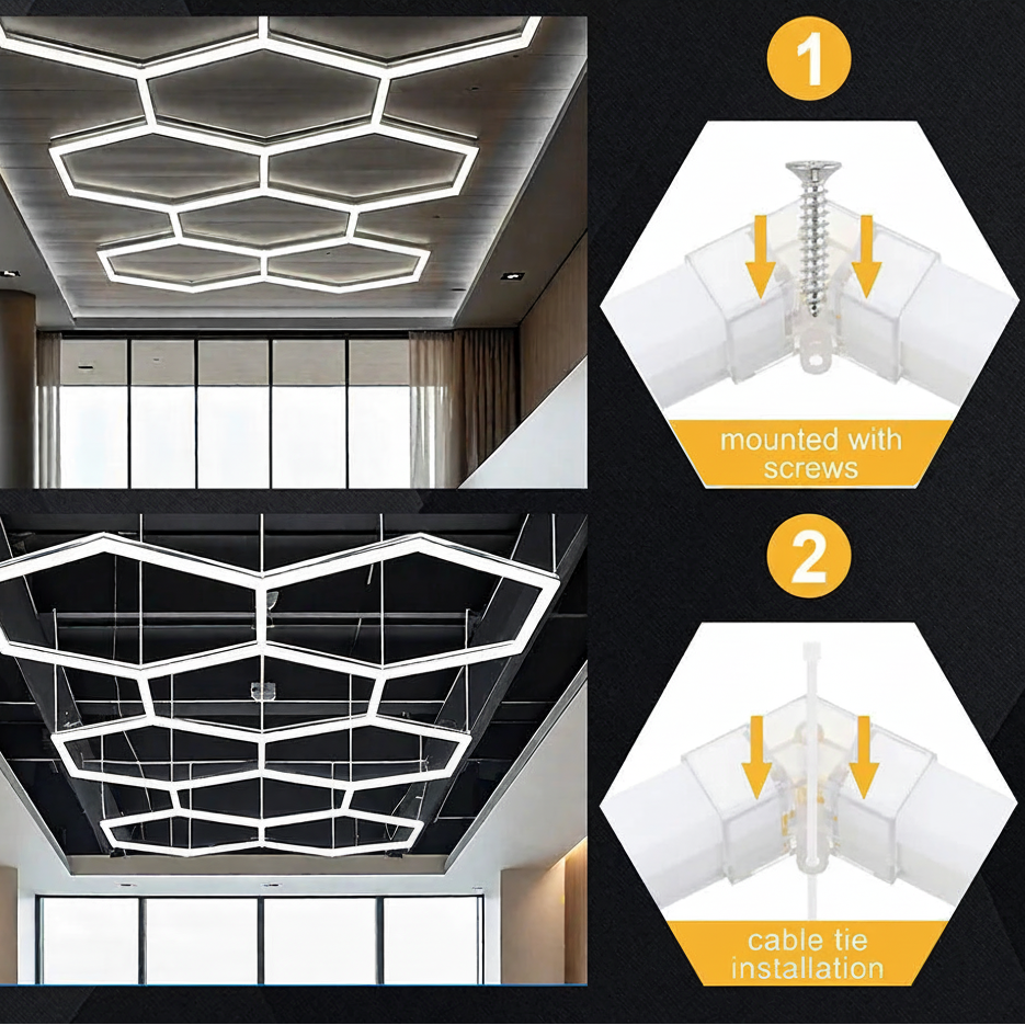 Lampe de garage hexagonale