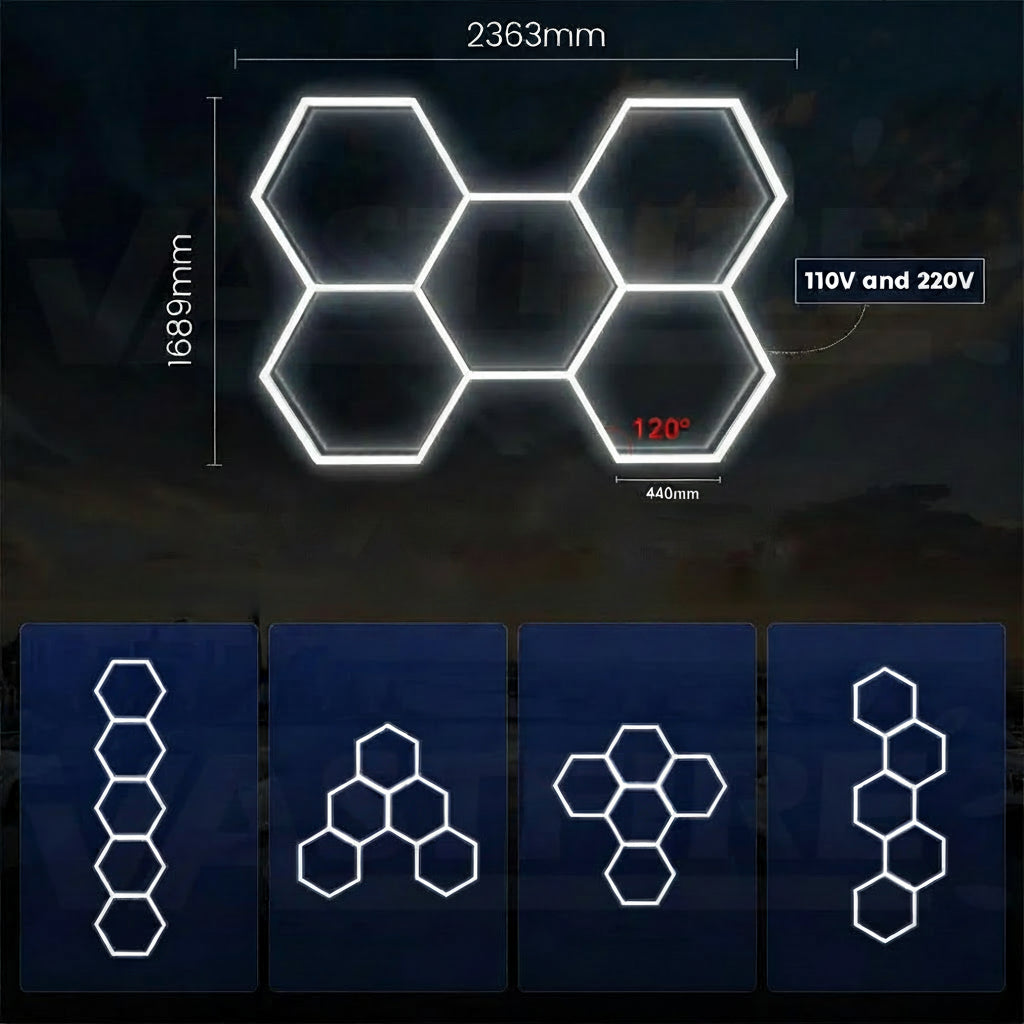 Lampe de garage hexagonale